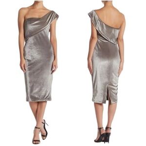 Likely Driggs One Shoulder Silver Velvet Dress Size 2